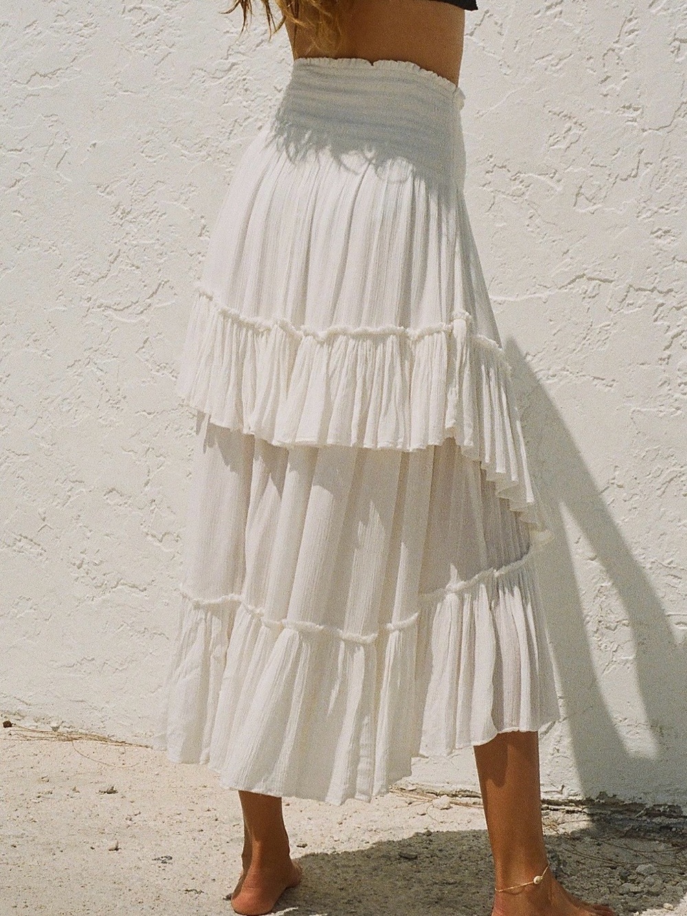 Free People Tiered Red Convertible Maxi Skirt